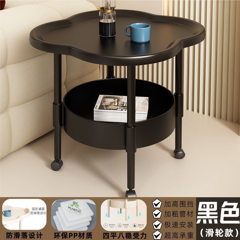 厚みのある四つ葉のクローバーエッジベッドルームシンプルな可動小型コーヒーテーブルキッチン収納ラック多機能ベッドルームベッドサイドテーブル|undefined