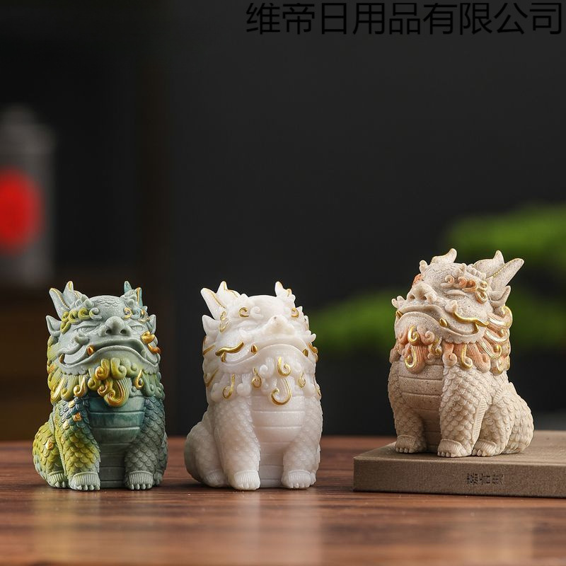 砂岩の幸運の貔貅の小さな装飾品、オフィスのワークステーションのストレス解消アーティファクト、中国のコーヒーテーブルの装飾品|undefined