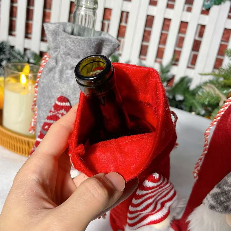 越境 クリスマスワインボトルカバー クリスマスデコレーション クリスマスワインバッグ 北欧風顔なし老人 赤ワイン シャンパン|undefined