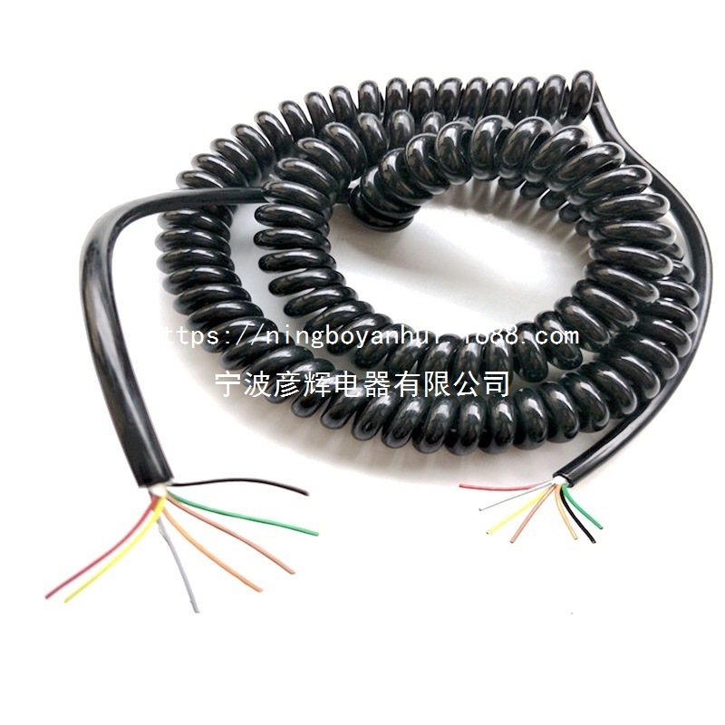 PU亮面弹簧线 货挂车尾板控制线 航空头监控视频螺旋线 伸缩卷线