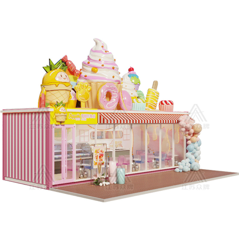 Contenedor Mobile House Network Tienda de té con leche roja Tienda móvil Tienda de contenedores Tienda de postres Café Tienda de helados