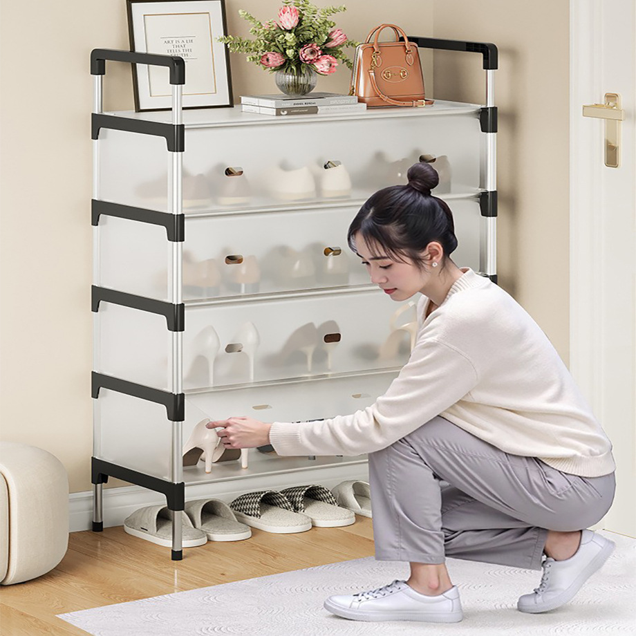 Simple Shoe Rack for Cross-Border Use, Multi-Layer Household Shoe Cabinet for Entryway, Hallway, Student Dormitory, Dust-Proof Storage