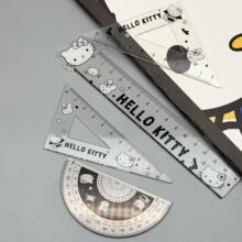 可爱KT猫亚克力绘图测量尺子高颜值创意学生套尺直尺三角尺圆尺
