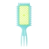 ABS three-pointed bouncing hollow comb, green handle and green teeth (OPP bag)