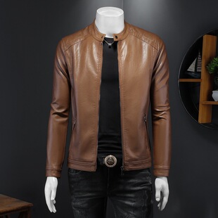 Men's Leather Jacket New Autumn and Winter Motorcycle Youth Trendy Slim Korean Style Handsome Leather Jacket