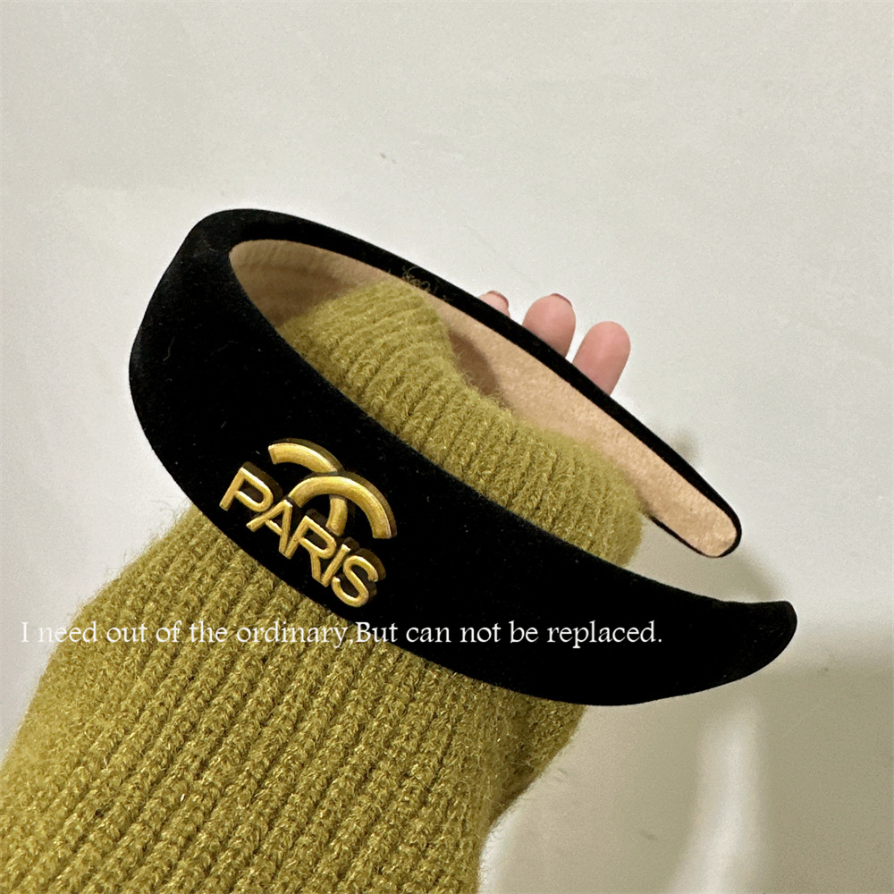 Chanel estilo retro simple flor negro diadema de viaje accesorios para el cabello de la diadema de moda elegante para mujer del todo fósforo de las mujeres