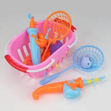 钓鱼玩具提篮网捞捞鱼钓竿儿童益智男女孩玩具磁性竿2至3岁宝宝