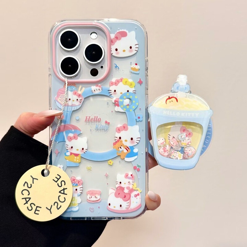 Cartoon Bumper Car Kitty Cat Magnetic Suction Suitable for Apple 17 Mobile Phone Case 16/15/Promax Soft 13/14/12
