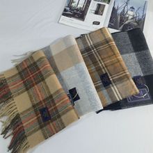 秋冬小红书100%英伦仿羊毛围巾冬季格子保暖流苏羊绒围巾情侣款围