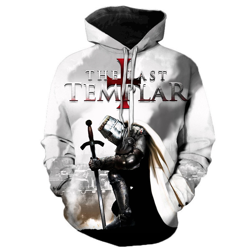 White Fashion Design Printed 3D Sweater Men's New Street Templar Hoodie Jacket Factory Direct Supply