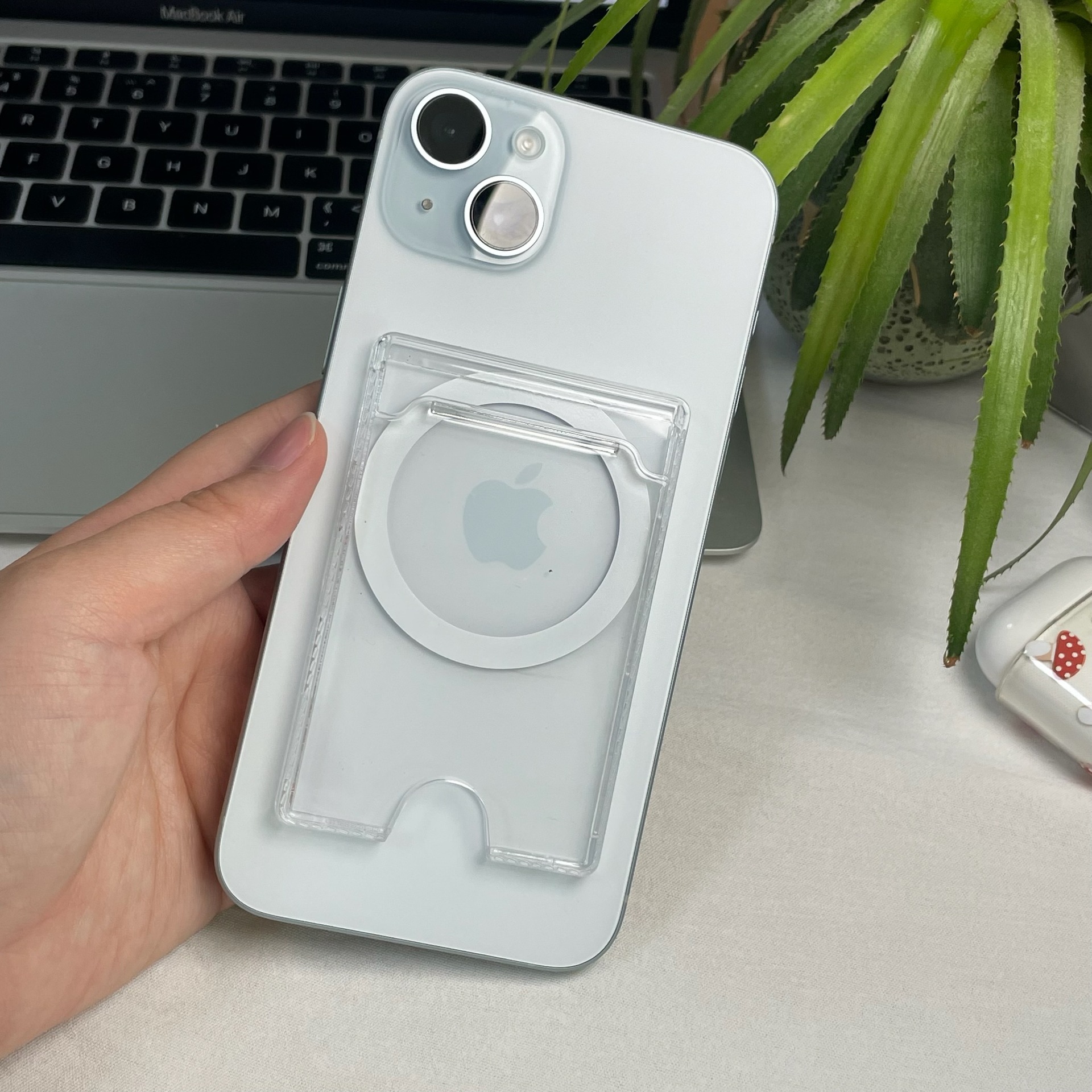 Magsafe强磁透明竖推PC卡套支持DIY打图手机壳粘贴磁吸卡包潮现货