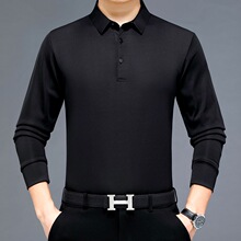 专柜高级感中年爸爸POLO衫男式秋冬新款时尚简约上衣加绒保暖男装