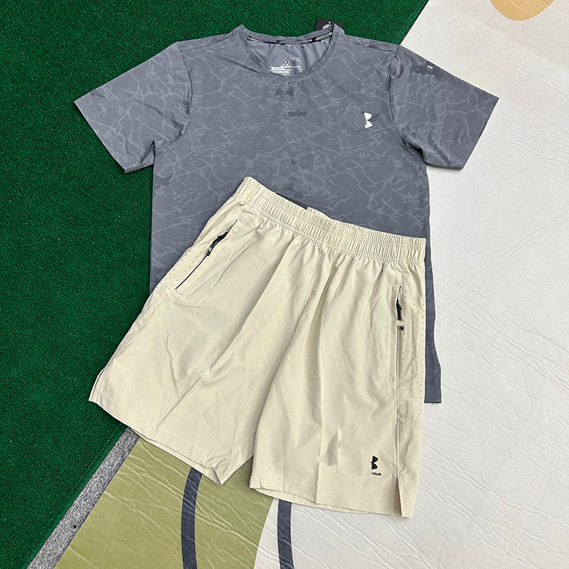 Hombres nuevos al por mayor deportes de secado rápido transpirables camisetas de manga corta entrenamiento de hielo suelta chaqueta casual fitness correr