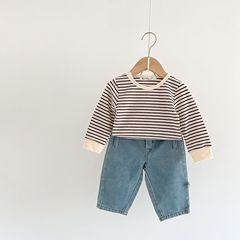 男女寶寶牛仔褲2022秋裝新款嬰童褲子潮韓版寶寶蘿蔔褲嬰兒長褲