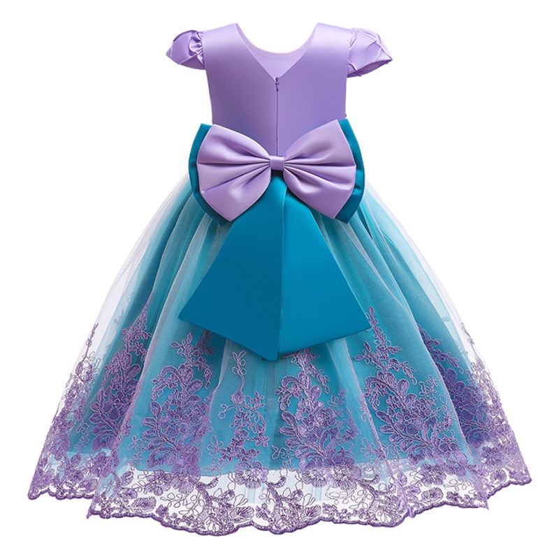Vestido Infantil de eBay para Niñas, Diseño de Encaje con Lazo de Princesa Sirena, Traje de Actuación para Niñas