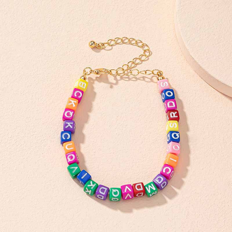 French Retro Ins Color Beaded Bracelet For Women Europe And America Cross Border New Internet Celebrity Letters Handmade Diy Bracelet Ornament display picture 5