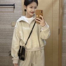 休闲运动服套装女秋冬感时尚洋气卫衣长裤少女减龄跑步两件套