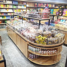 超市零食货架小型超市烟酒水果零售陈列柜便利店钢木货架展示架