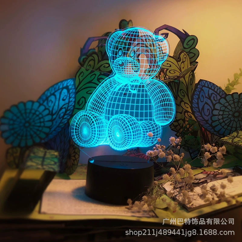Трехмерная ночная подсветка для подруги для кормления грудью, 3D, с маленькими медведями, подарок на день рождения