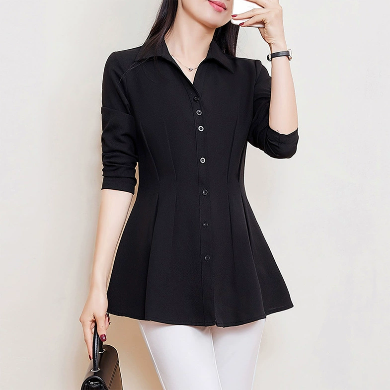 Рубашка 166, Высококачественная женская одежда больших размеров для полных девочек, 2024 Ранняя весна, Новый Свободный Топ А-силуэтом с длинным рукавом, рубашка для женщин