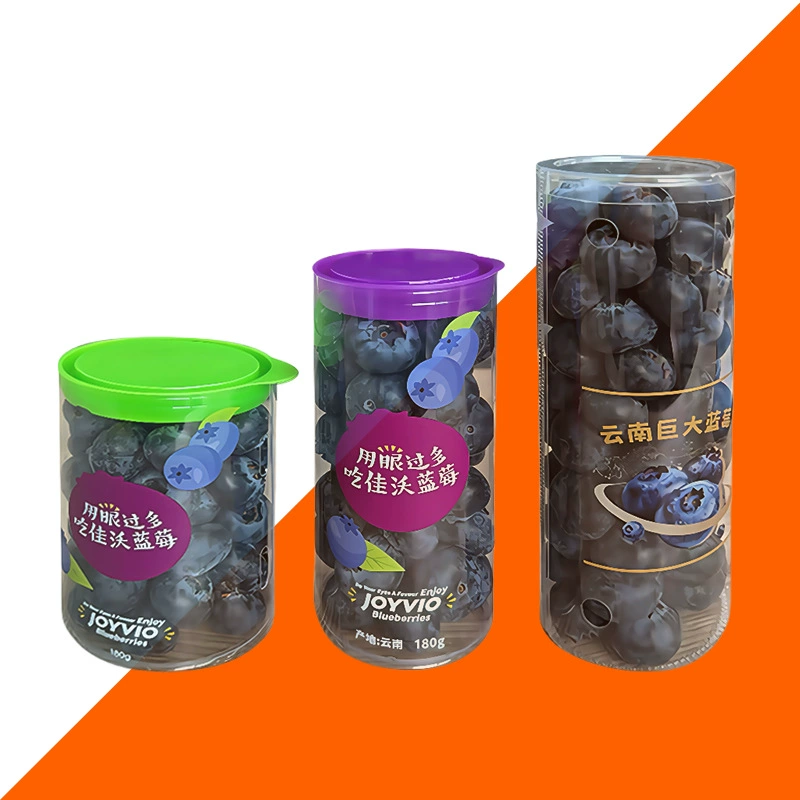 Черника упаковочная трубка производитель изготовленный на заказ пвх цилиндр фруктовый универмаг упаковочная трубка pet прозрачный пластик для хранения