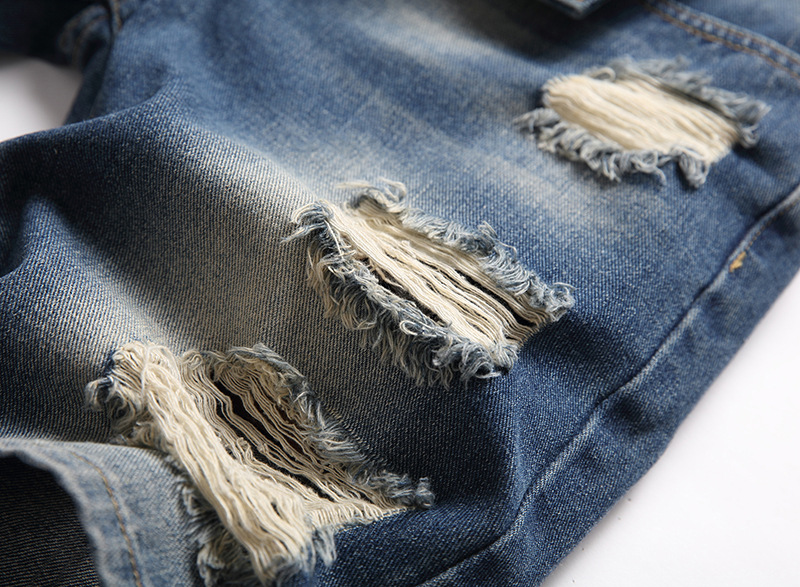 Pantaloncini jeans uomo distressed taglio dritto casual vintage_voghion.com