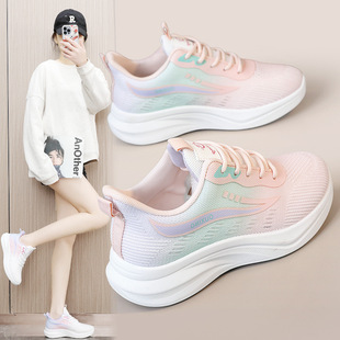 Sports Shoes for Women 2025 New Ins Gradient Running Mesh Shoes Soft Sole Lightweight Breathable Mesh Casual Shoes for Women