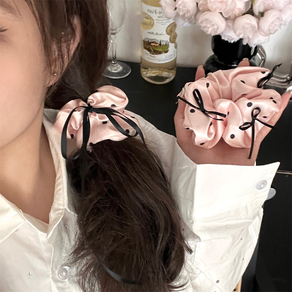 Verano refrescante arco de encaje anillo de cabello de intestino de niña estilo pastoral de alto nivel gran cuerda de pelo de bola