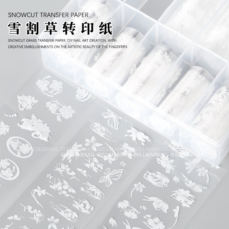 Summer Trendy Nail Art Snow Grass Transfer Paper Starry Sky 10 Designs in a Box Transfer Gel Starry Sky Gel Nail Stickers Butterfly