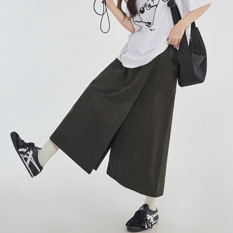 Stitch Distance Summer Yamamoto Workwear Half-length Skirt Women's Loose Waist Slim A- line Small Casual Mid-length Skirt