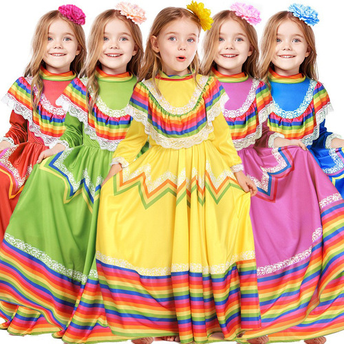 Amazon's best-selling foreign trade five-color Mexican ethnic Spanish large skirt dress stage performance clothing