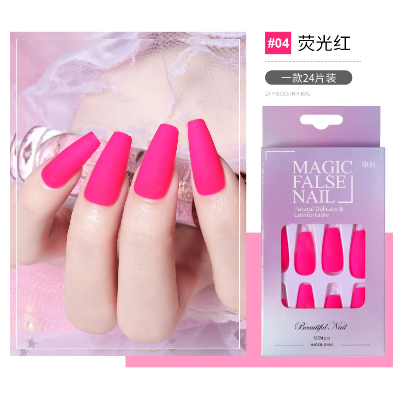 Nueva pieza de esmalte de uñas de desgaste de ballet largo luminoso transfronterizo terminado parche de uñas esmerilado pegamento jalea pieza de uñas falsas