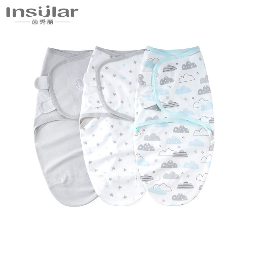 Baby cocoon swaddling towel 3-piece set pure cotton anti-shock baby blanket swaddle newborn swaddle baby sleeping bag