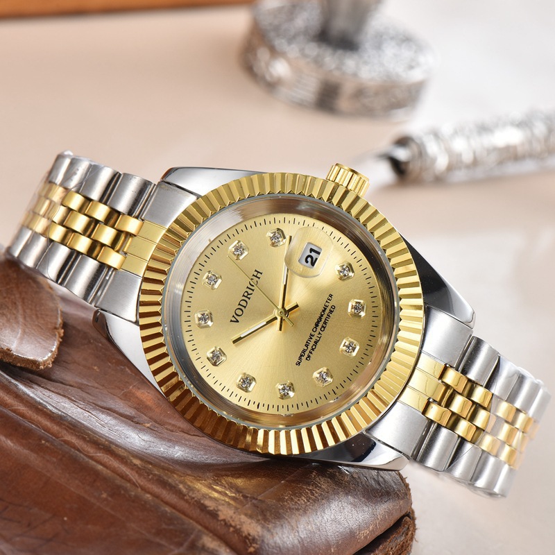 Foreign Trade Men's Luxury Log Watch Calendar Quartz Life Waterproof Three-Pin 40mm Five-Bead Watch Manufacturer Wholesale