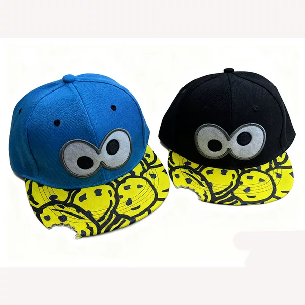 Cross-border children's eyes embroidered baseball cap Boys and Girls cute cartoon hip-hop flat cap children's sunshade cap