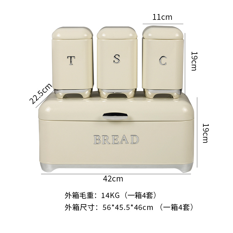 Caja de pan europea y americana transfronteriza Caja de pan retro para el hogar con caja de almacenamiento cuadrada plegable Caja de hierro Tanque de almacenamiento de cocina