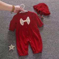 女寶寶春裝滿月百天嬰兒衣服公主哈衣超萌周歲春秋連體衣