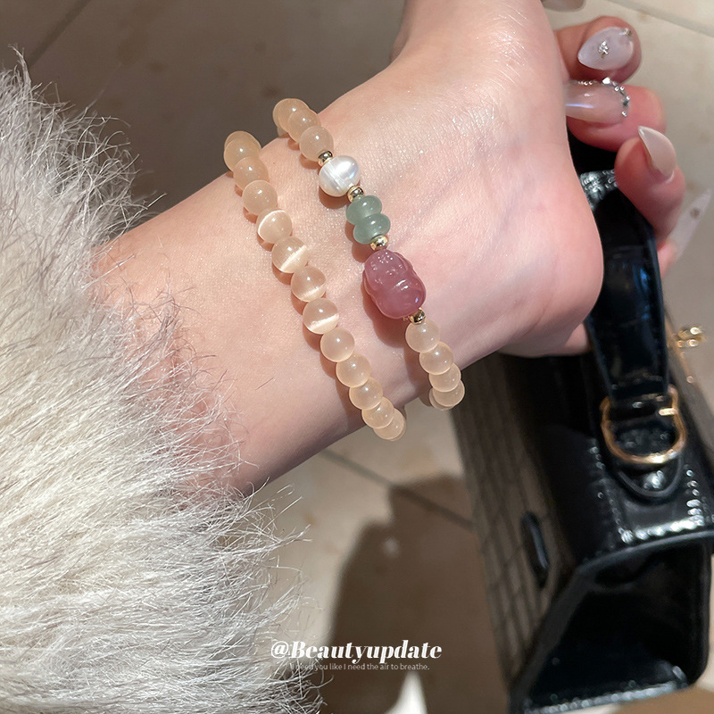 Pulsera de perlas de agua dulce de calcedonia de ojo Pixiu Pulsera de lujo ligero Pulsera de alta gama Pulsera de temperamento de moda de nicho