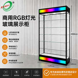 定制尺寸工艺跨境烟店RGB彩灯玻璃展示柜铝合金钢化玻璃可调光