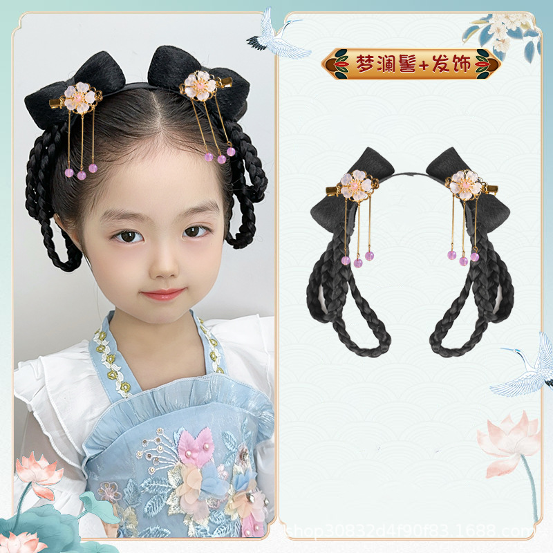 Menglan 번 + 복숭아 핑크 헤어 액세서리 한 쌍