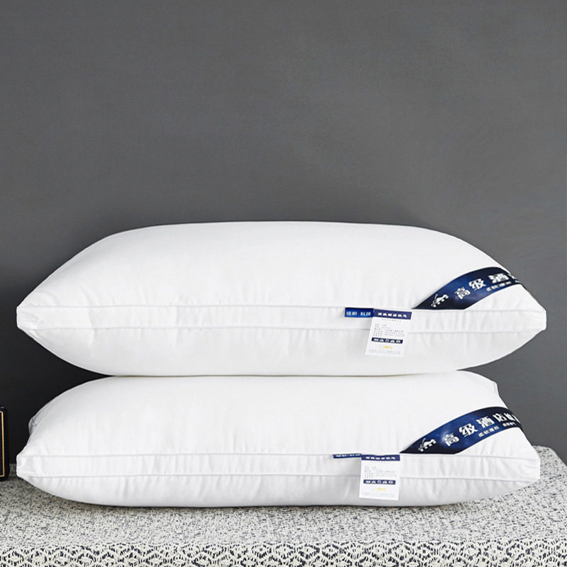 Factory Direct Hotel Home Pillow Pillow Core Adult Pillow Core Double Feather Velvet Neck Pillow Student Soft Pillow Wholesale