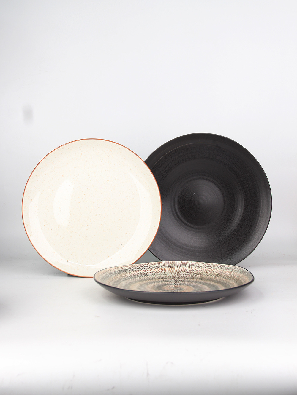 12 pulgadas simple estilo redondo plato de cerámica Hotel occidental Placa de carne Placa de pasta placa fría plato