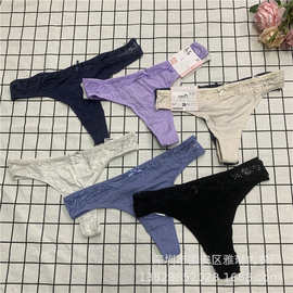 外单尾货女士丁字裤棉质拼接蕾丝性感风低腰内裤T-back Australia