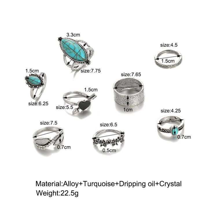 Women's Retro Ethnic Style Geometric Alloy Rings Plating Artificial Crystal Turquoise display picture 1