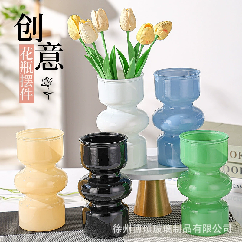 Европейская ваза из стекла в стиле лёгкой роскоши, имитация фарфора, для гидропоники, декор для гостиной, ретро-декор для дома, украшение для рабочего стола, для сухоцветов