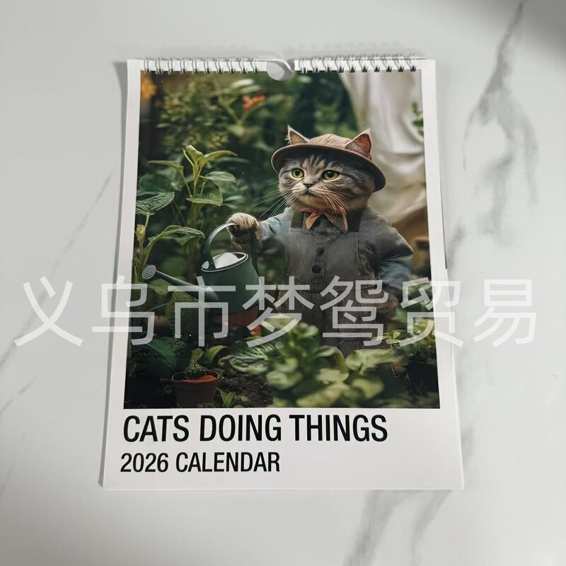 2026年跨境TEMU亚马逊外贸英文歌词猫咪女性桌面日历挂历|undefined