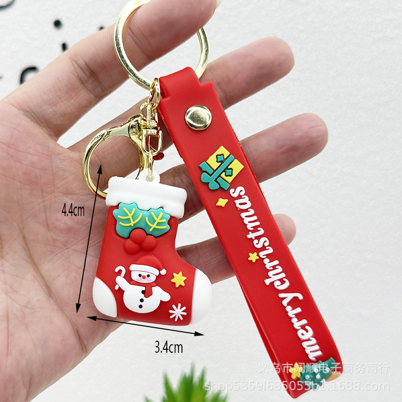 跨境圣诞钥匙扣软胶公仔挂件圣诞礼品配件立体公仔圣诞老人小挂件|undefined