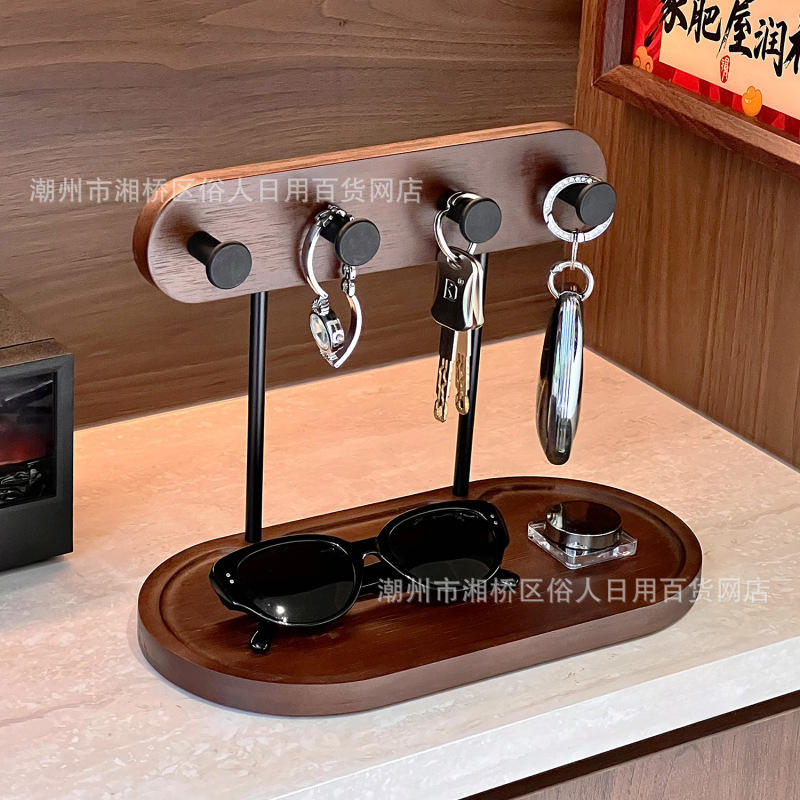 Wooden jewelry rack, key storage hanger, entryway table, key holder, jewelry storage and display stand, accessory tray