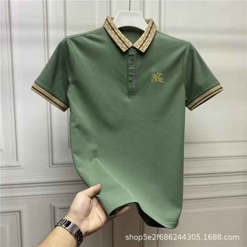 Camiseta de manga corta de algodón mercerizado verano de los hombres nuevos hombres de negocios Delgado Polo camisa papá camiseta Top batch