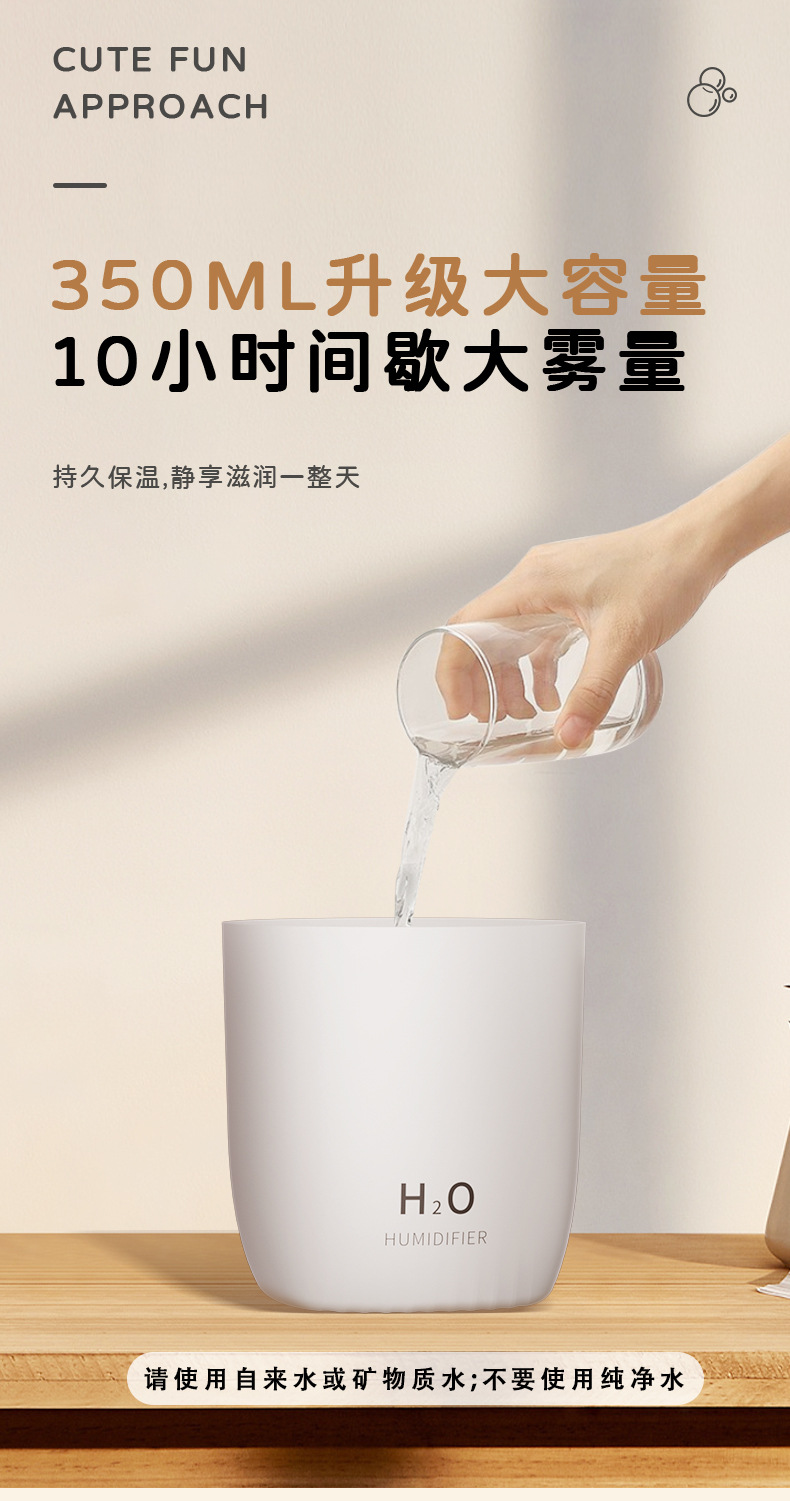 创意桌面加湿器家用静音卧室小型便携车载氛围灯香薰喷雾空气加湿详情13